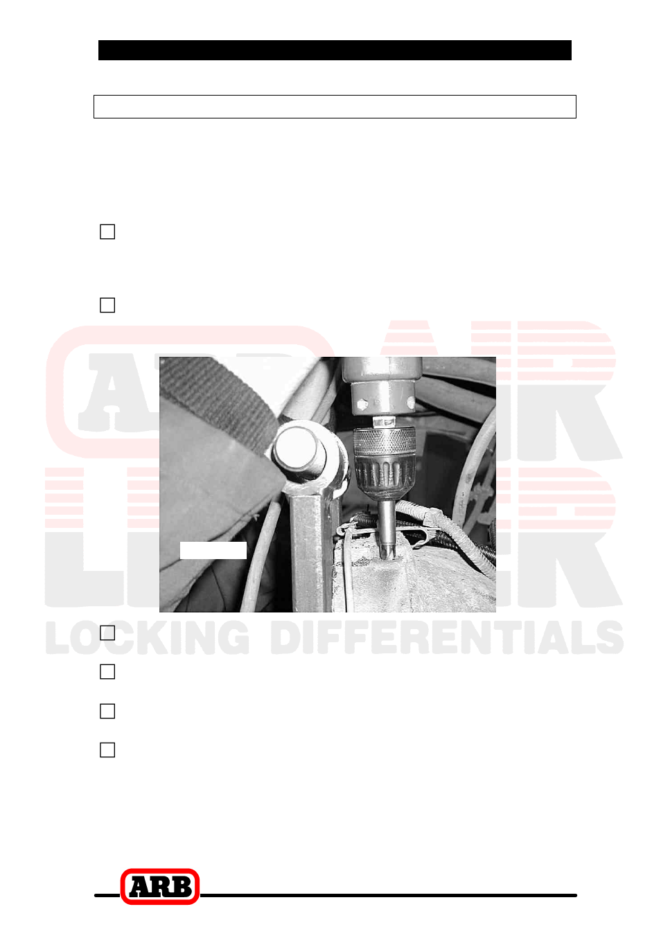 4 installing the air locker, Drilling and tapping the bulkhead port | ARB RD12 User Manual | Page 16 / 44