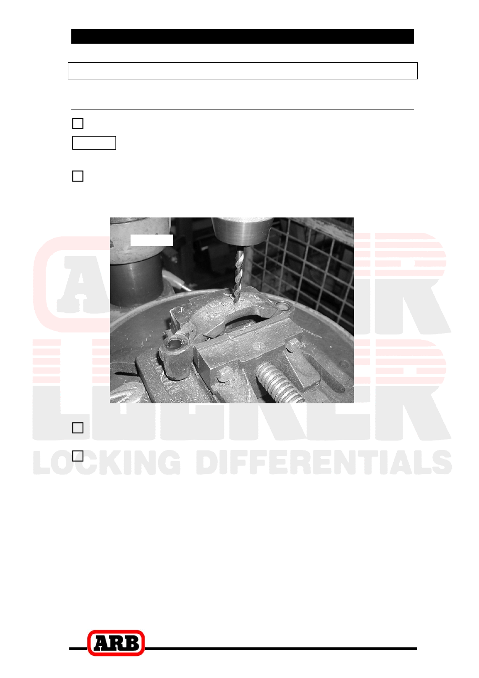 3 installing the air locker, Modifying the bearing cap, Drilling the bearing cap | ARB RD40 User Manual | Page 17 / 38