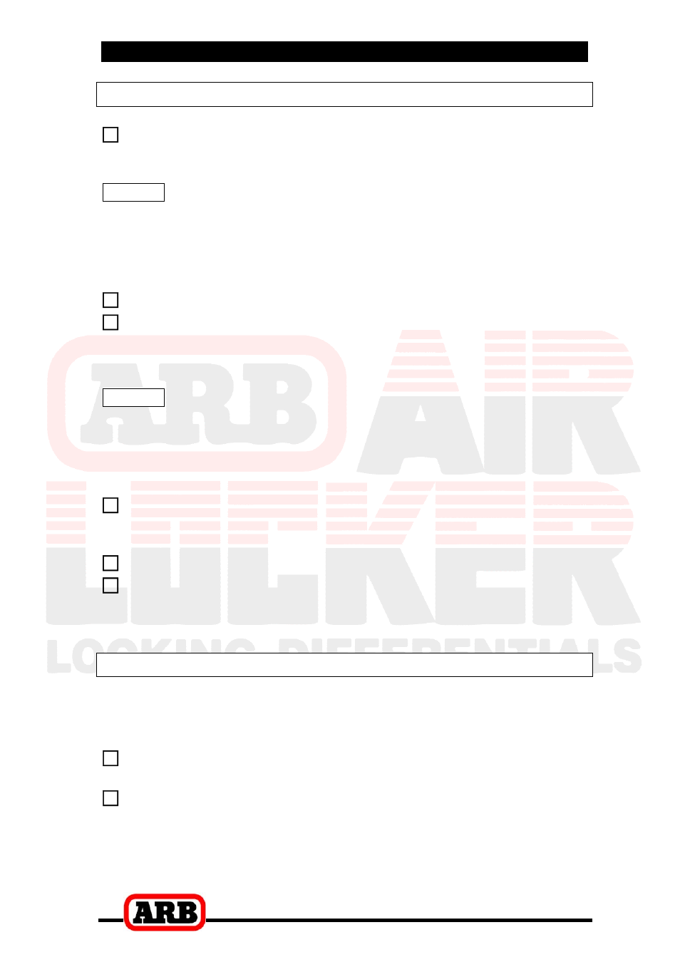 6 testing & final assembly, Leak testing, Testing the air locker actuation | ARB RD40 User Manual | Page 34 / 38