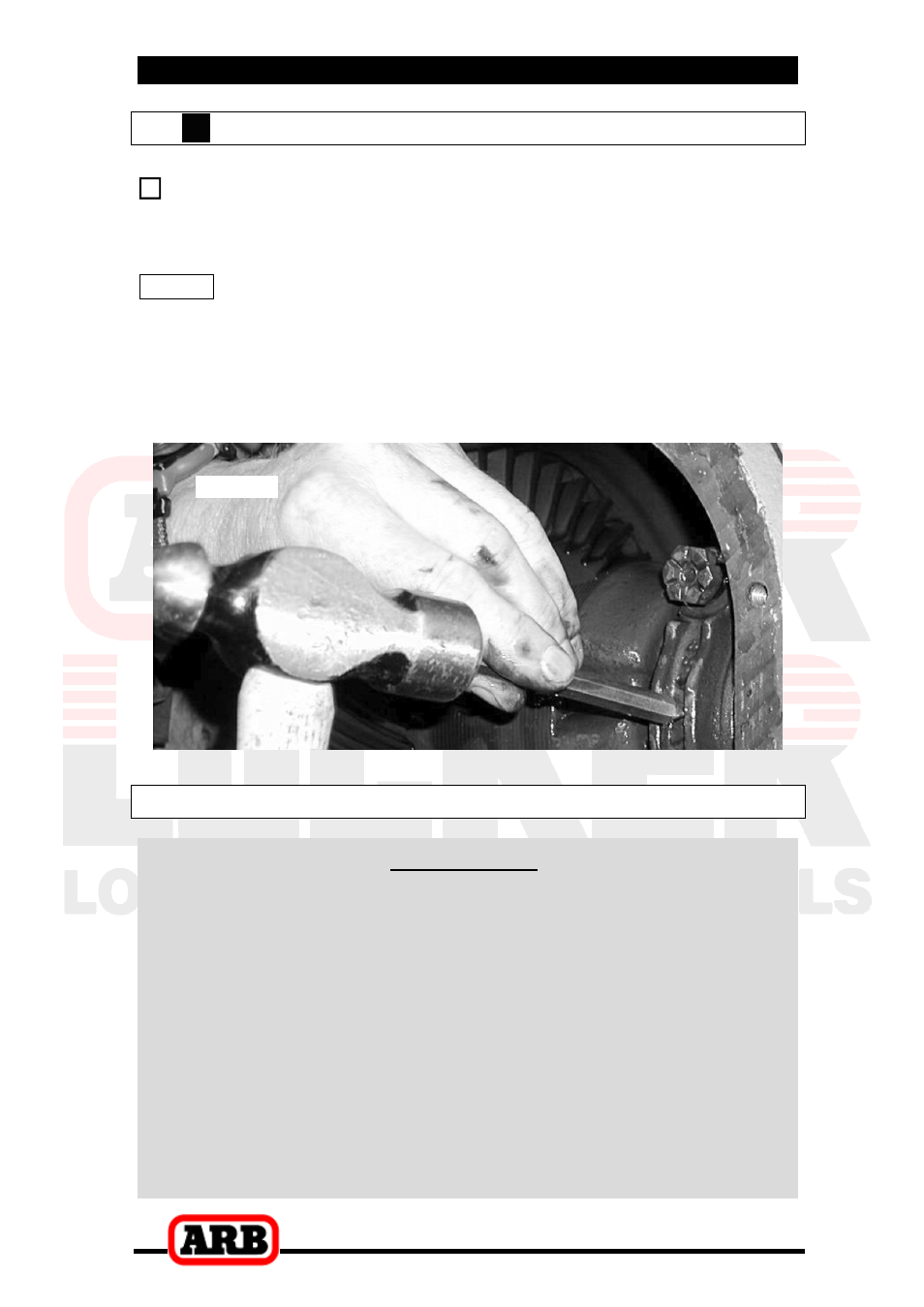 4 b marking the bearing caps, 5 checking the current backlash amount, 2 removing the existing differential | Marking the bearing caps, Checking the current backlash amount, Important | ARB RD197 User Manual | Page 10 / 42