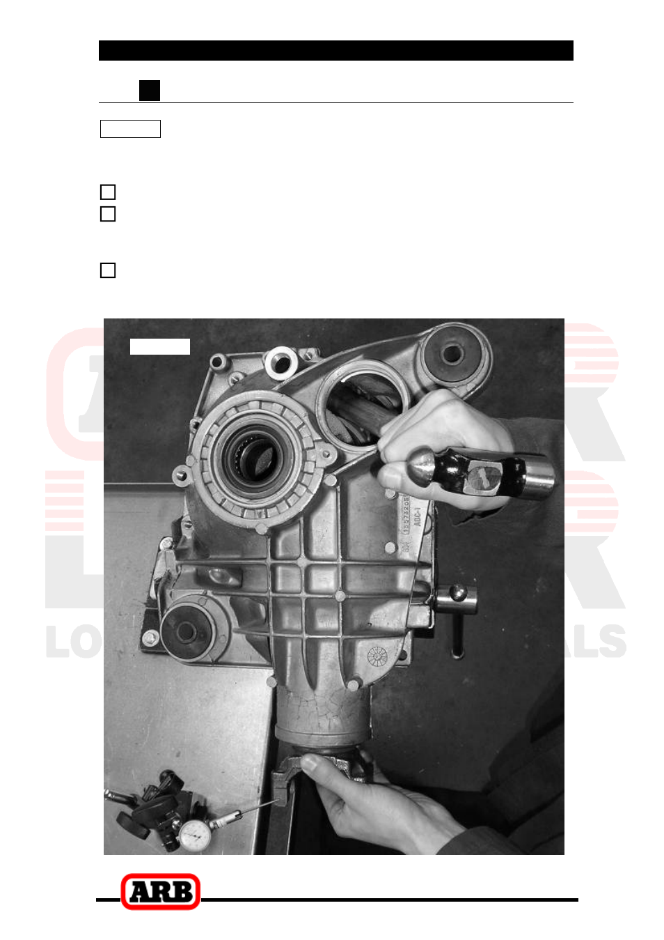 1 a backlash measurement of ifs clamshell, 2 removing the existing differential, Backlash measurement of ifs clamshell | ARB RD197 User Manual | Page 11 / 42