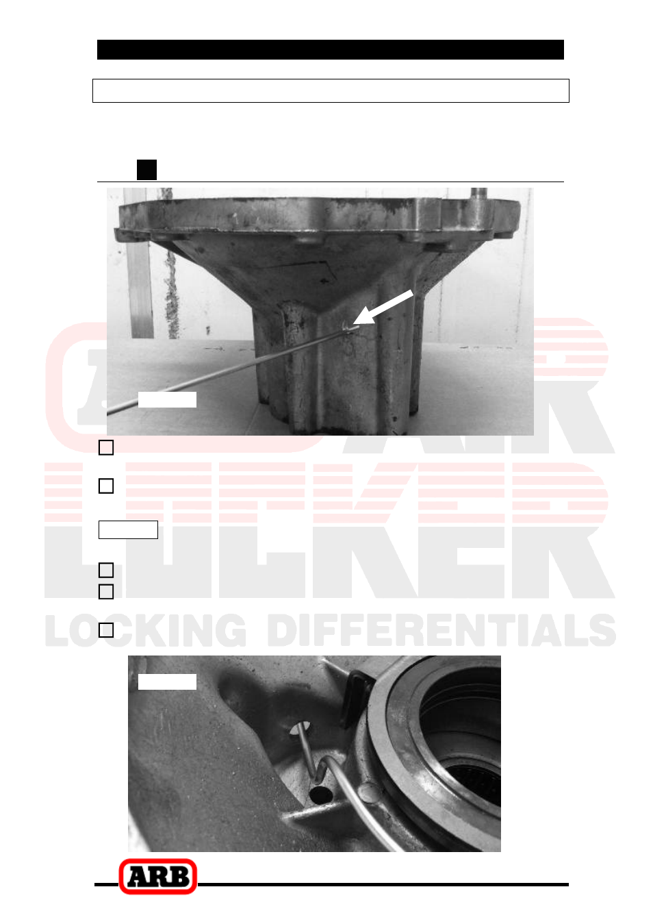 2 drilling and tapping the bulkhead port, 1 a port location on the ifs clamshell housing, 3 installing the air locker | Drilling and tapping the bulkhead port, Port location on the ifs clamshell housing | ARB RD197 User Manual | Page 15 / 42