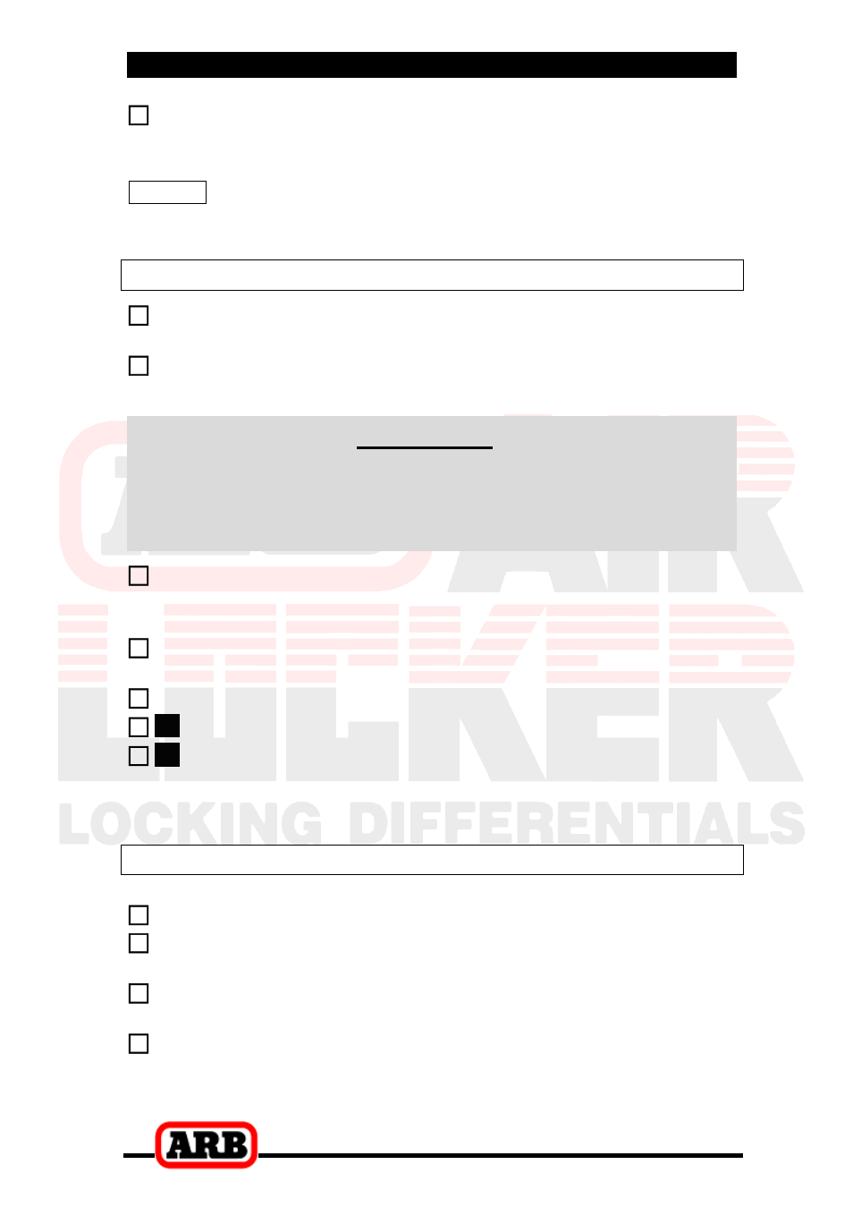 8 checking the backlash, 9 setting up the bulkhead fitting, 3 installing the air locker | Checking the backlash, Important, Setting up the bulkhead fitting | ARB RD197 User Manual | Page 25 / 42