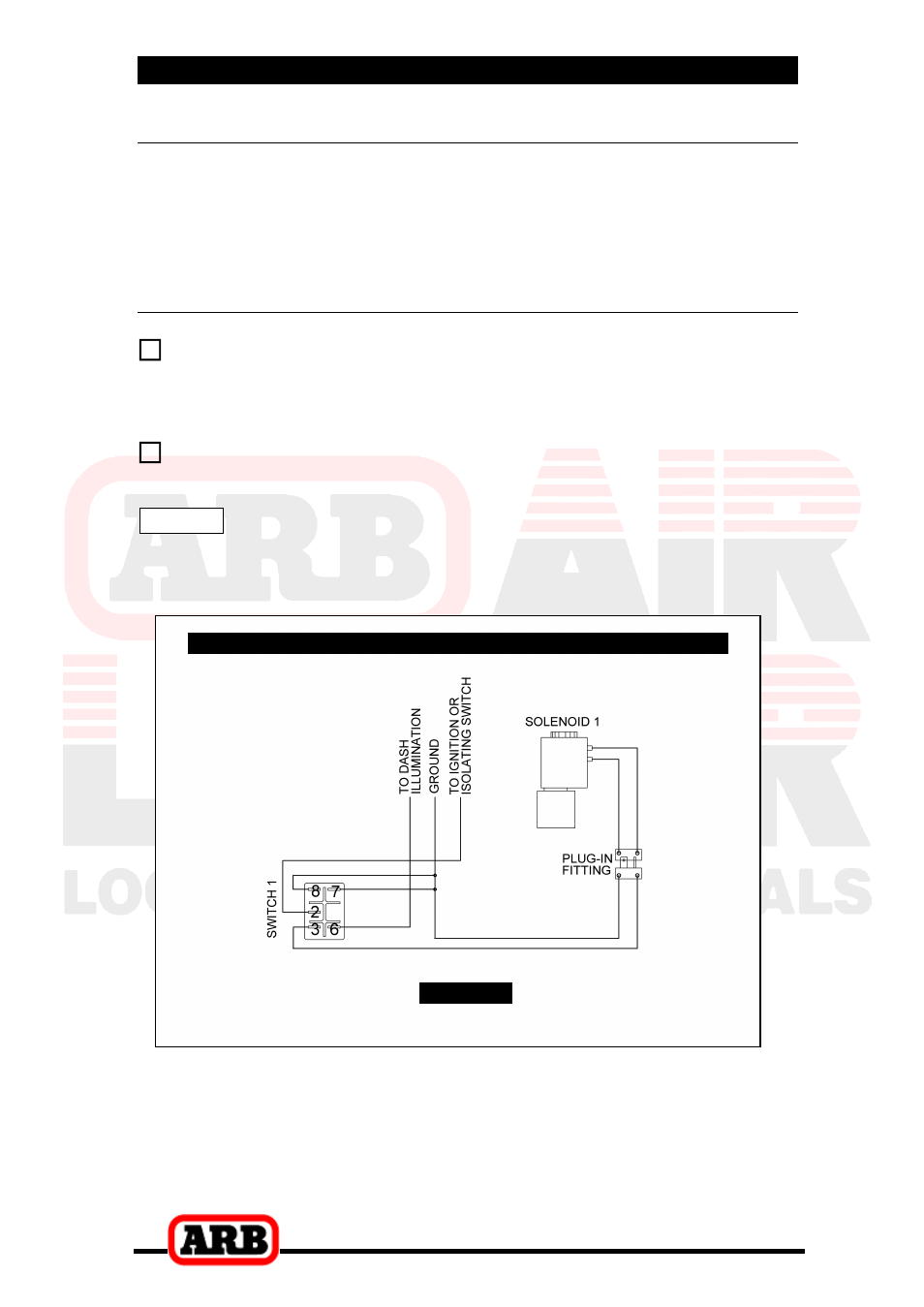 2 connection to an alternate air source, 1 single air locker system, Single air locker system | 5 mounting & connecting the electrical system, Connection to an alternate air source | ARB RD197 User Manual | Page 36 / 42