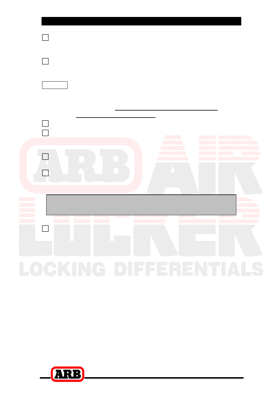 Pre-load + end float = shim pack, 4 installing the air locker | ARB RD94 User Manual | Page 17 / 40