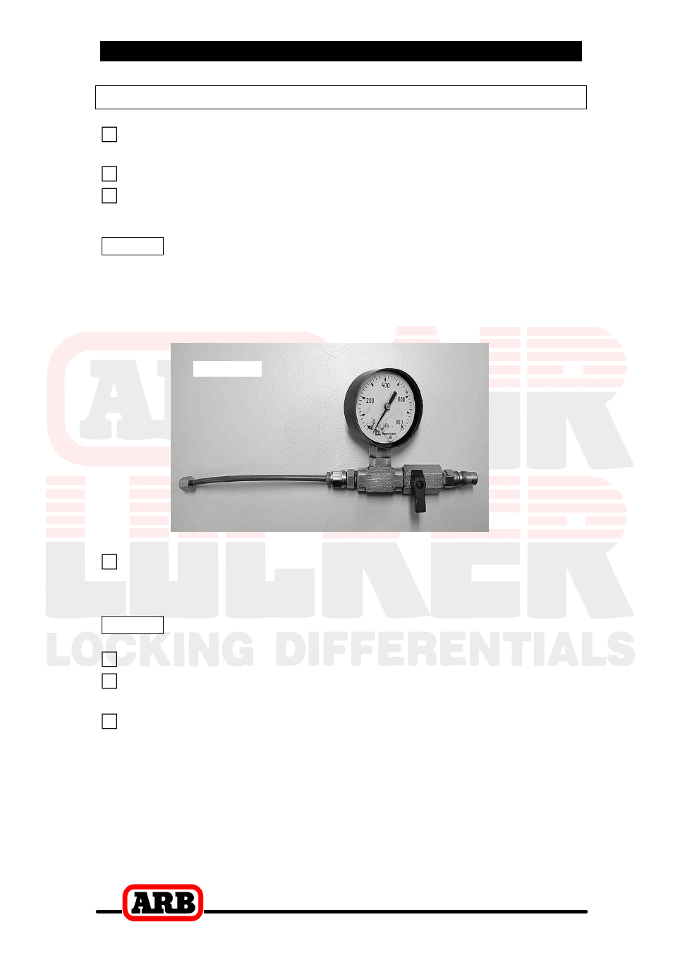 4 installing the air locker, Bench testing the air locker | ARB RD94 User Manual | Page 25 / 40
