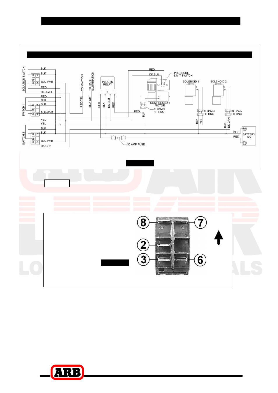 Switch terminal identification, 6 mounting & connecting the electrical system | ARB RD44 User Manual | Page 38 / 46