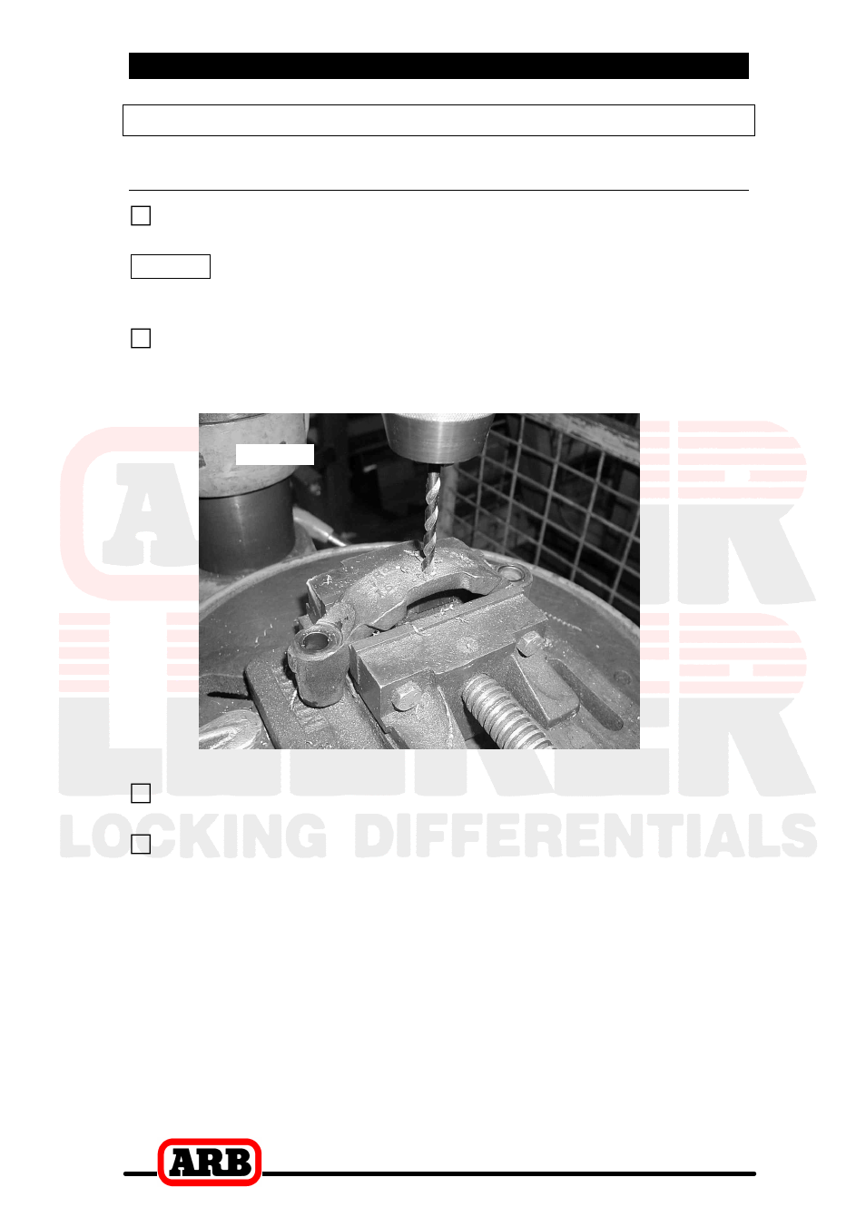 4 installing the air locker, Modifying the bearing cap, Drilling the bearing cap | ARB RD85 User Manual | Page 21 / 42