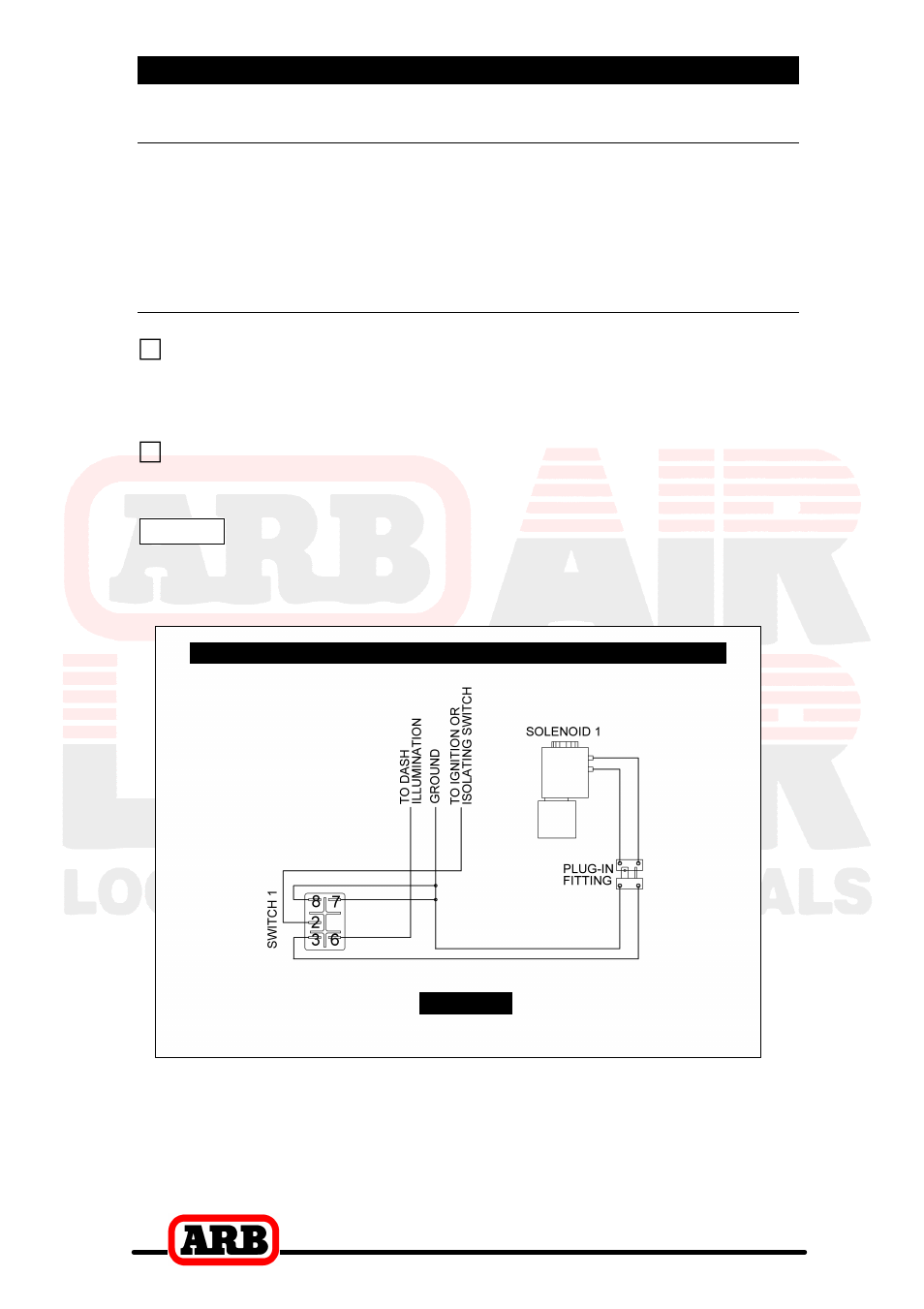 6 mounting & connecting the electrical system, Connection to an alternate air source, Single air locker system | ARB RD85 User Manual | Page 36 / 42