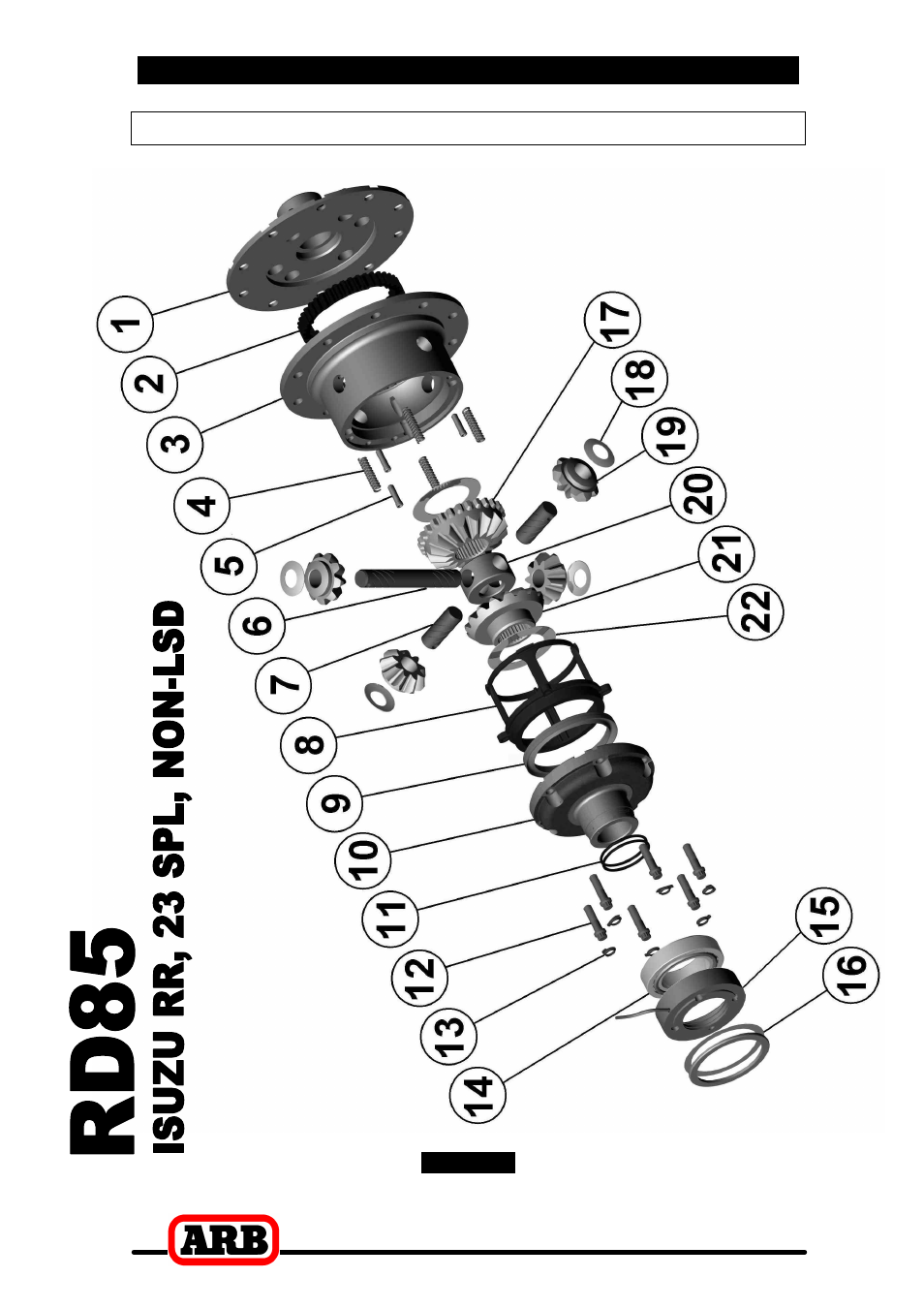 8 parts list, Exploded assembly diagram | ARB RD85 User Manual | Page 41 / 42