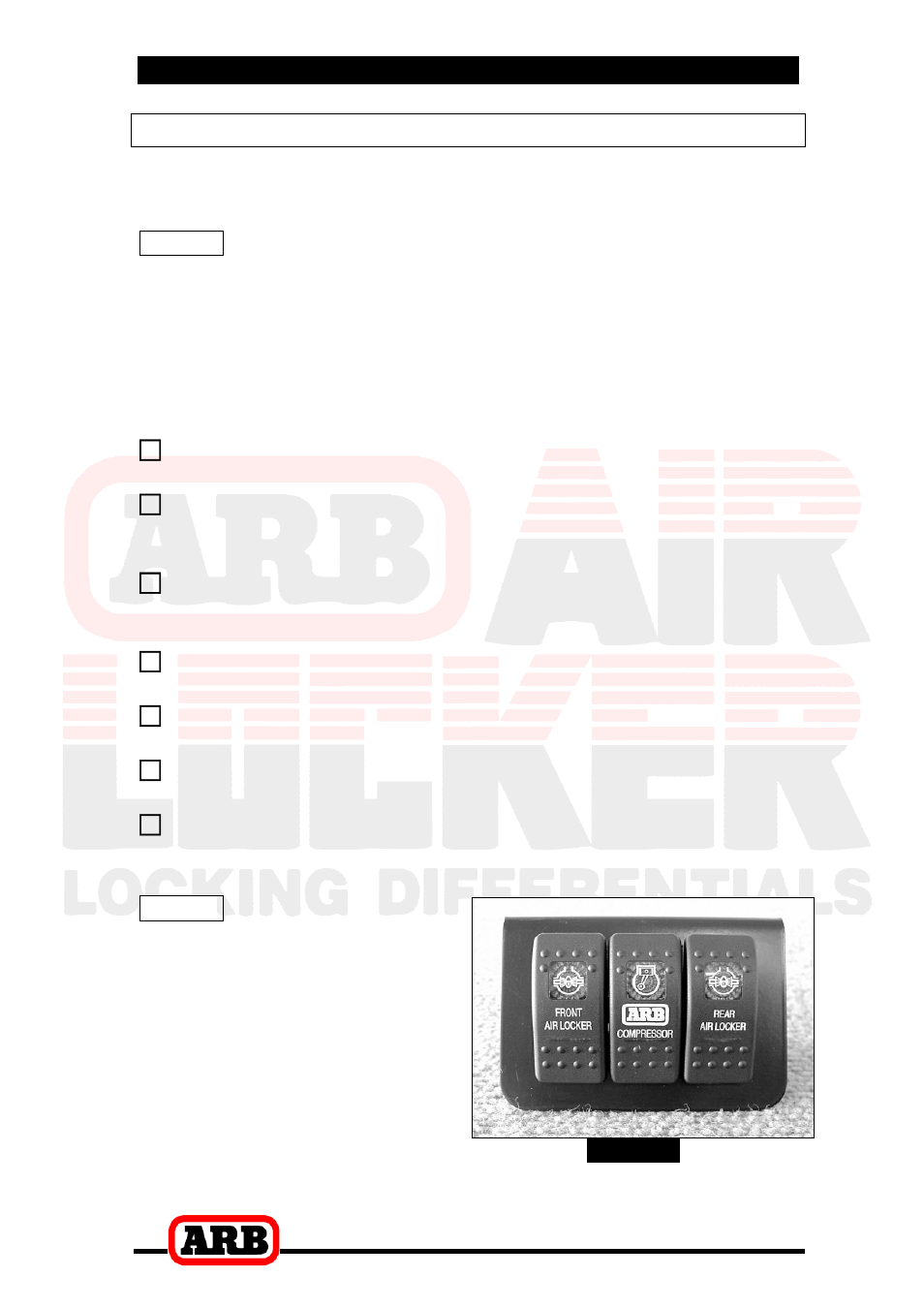 5 mounting & connecting the electrical system, Mounting the actuator switch(es) | ARB RD127 User Manual | Page 31 / 40