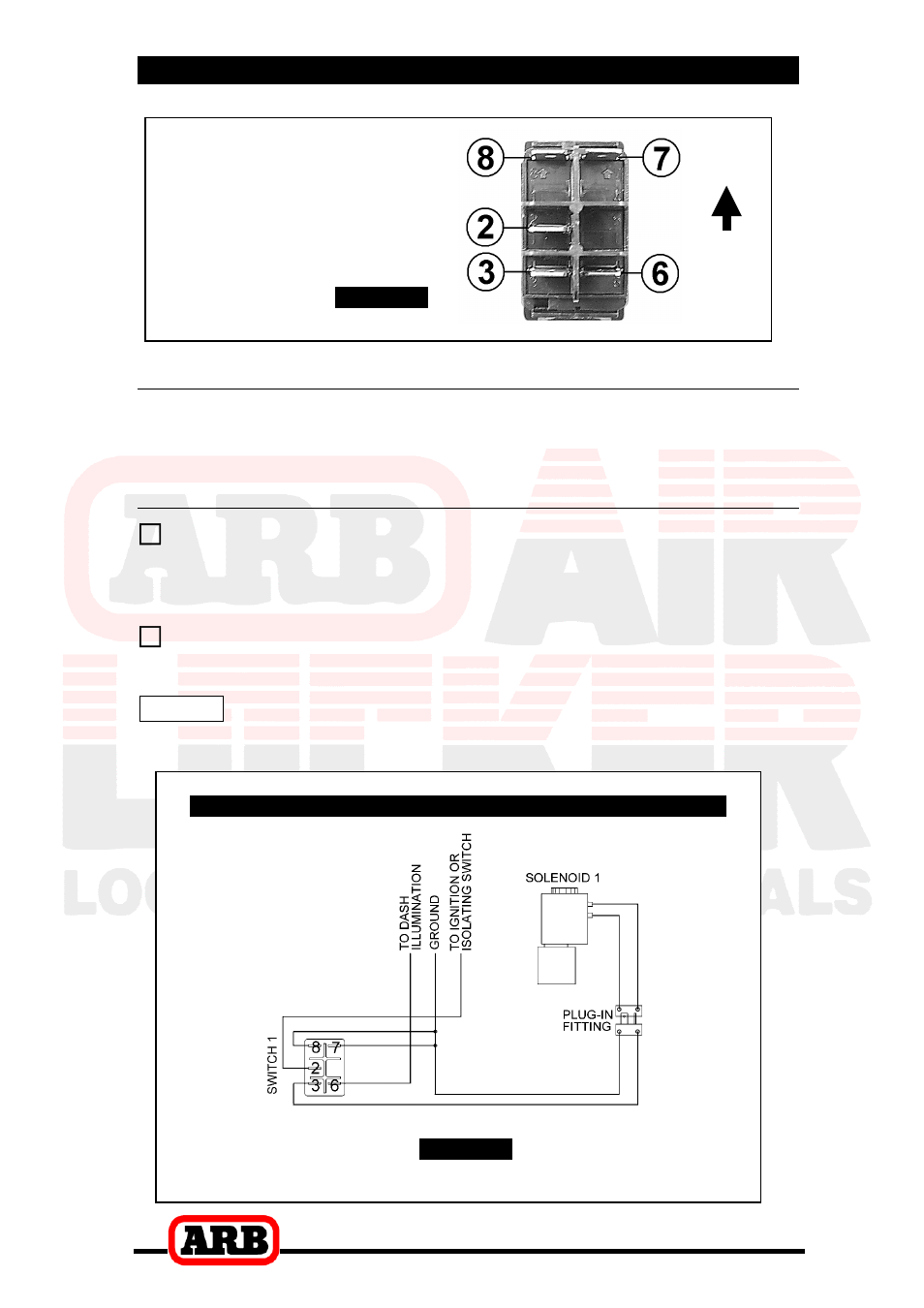 Switch terminal identification up, 5 mounting & connecting the electrical system, Connection to an alternate air source | Single air locker system | ARB RD127 User Manual | Page 33 / 40