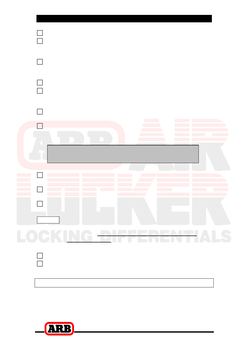Pre-load + end float = shim pack, 4 installing the air locker, Approximating the backlash for tube position | ARB RD20 User Manual | Page 18 / 44