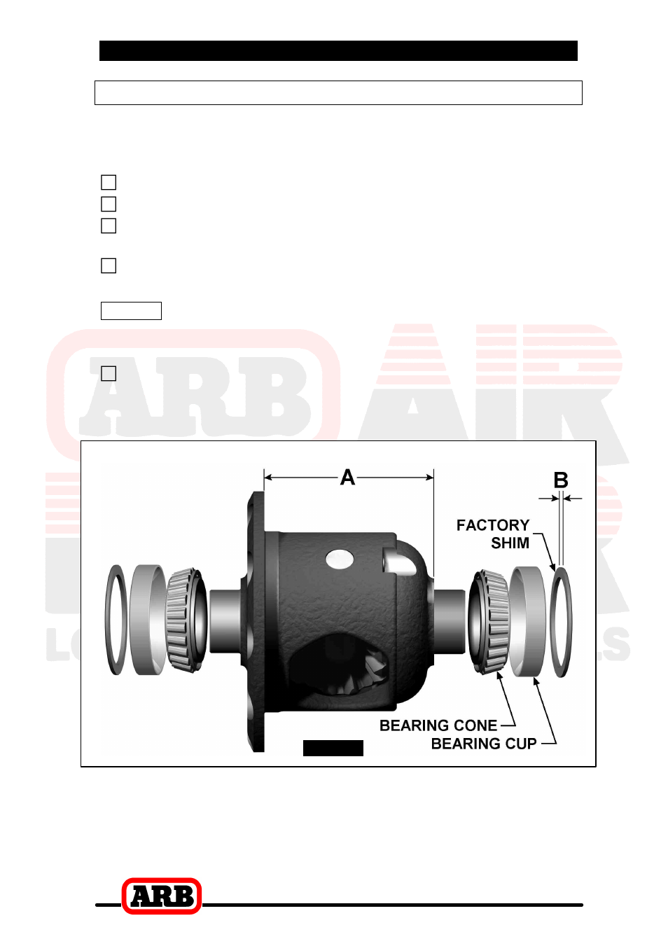 3 installing the air locker, Approximate backlash shimming | ARB RD110 User Manual | Page 11 / 42
