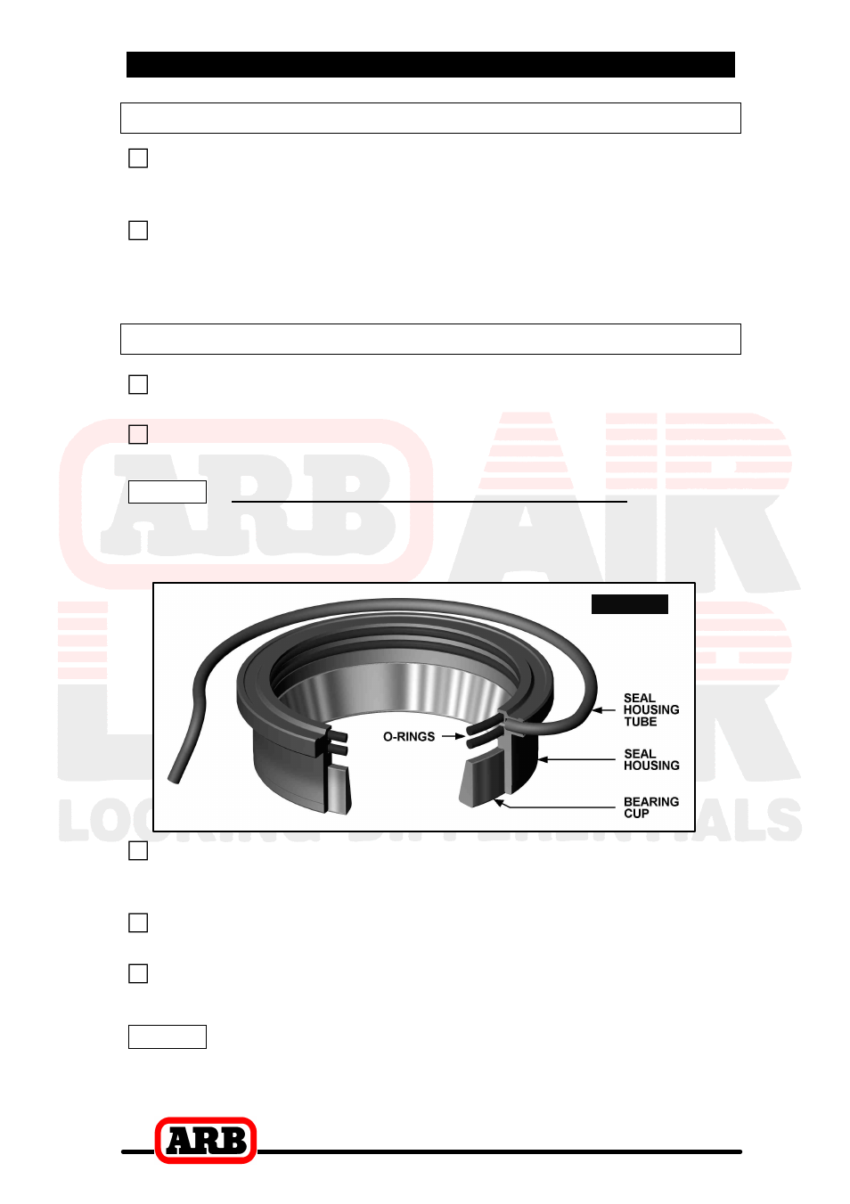 3 installing the air locker, Installing the bulkhead fitting, Installing the seal housing | ARB RD110 User Manual | Page 19 / 42