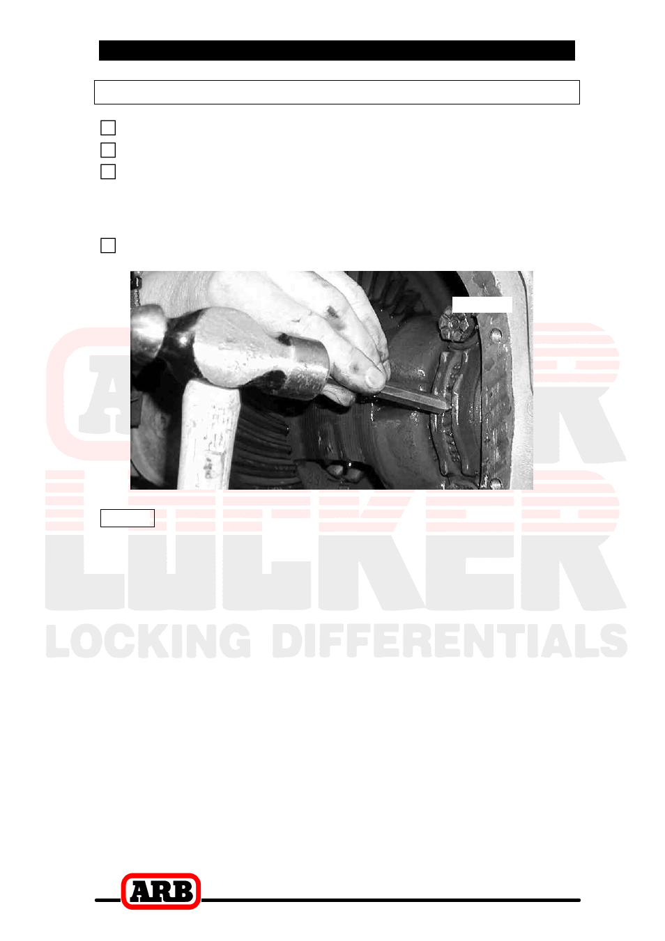 2 removing the existing differential, Marking the bearing caps | ARB RD110 User Manual | Page 8 / 42