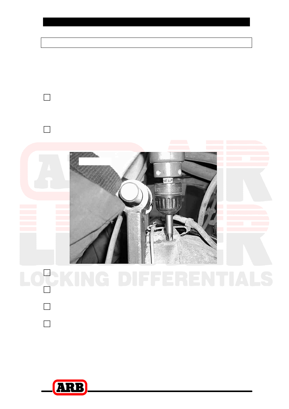 4 installing the air locker, Drilling and tapping the bulkhead port | ARB RD107 User Manual | Page 18 / 48