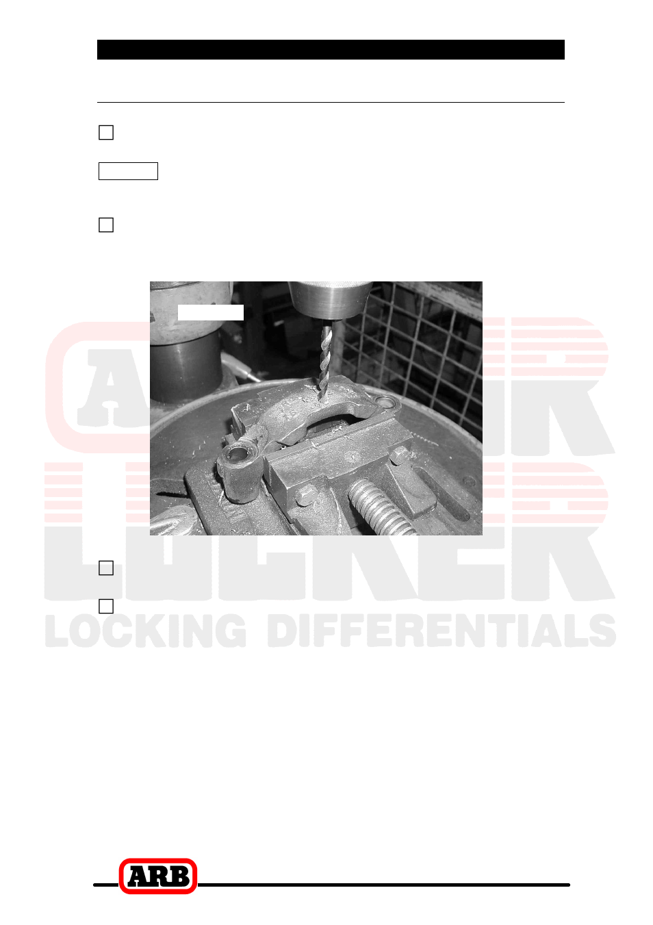 4 installing the air locker, Drilling the bearing cap | ARB RD107 User Manual | Page 24 / 48