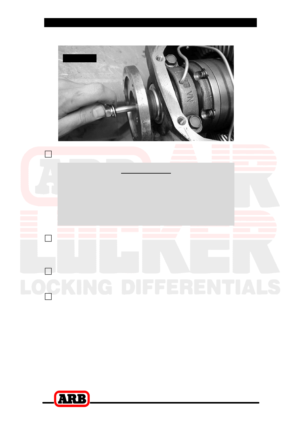 4 installing the air locker, Important | ARB RD107 User Manual | Page 32 / 48