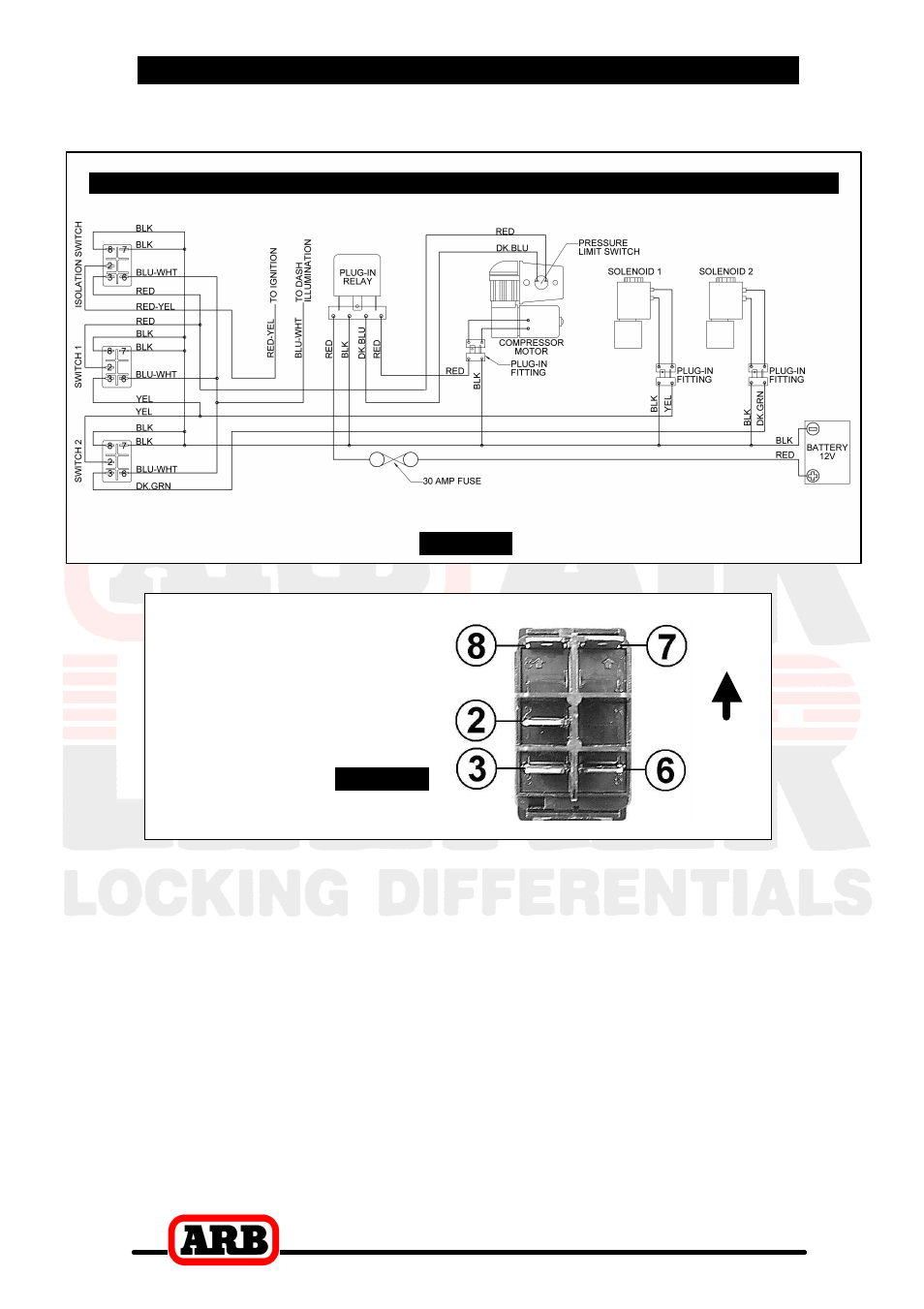 Switch terminal identification, 6 mounting & connecting the electrical system | ARB RD107 User Manual | Page 40 / 48