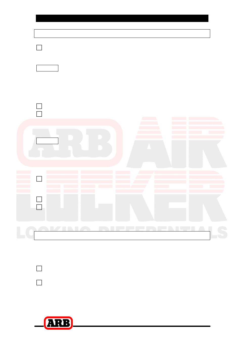 7 testing & final assembly, Leak testing, Testing the air locker actuation | ARB RD107 User Manual | Page 43 / 48