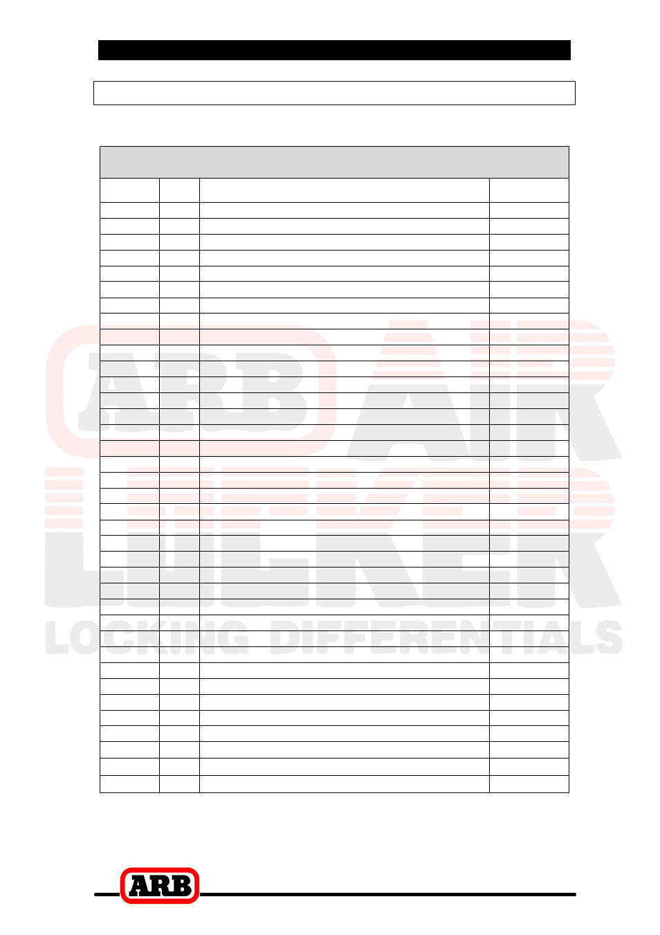 Rd107, Air locker model no, 8 parts list | Itemized parts list | ARB RD107 User Manual | Page 48 / 48