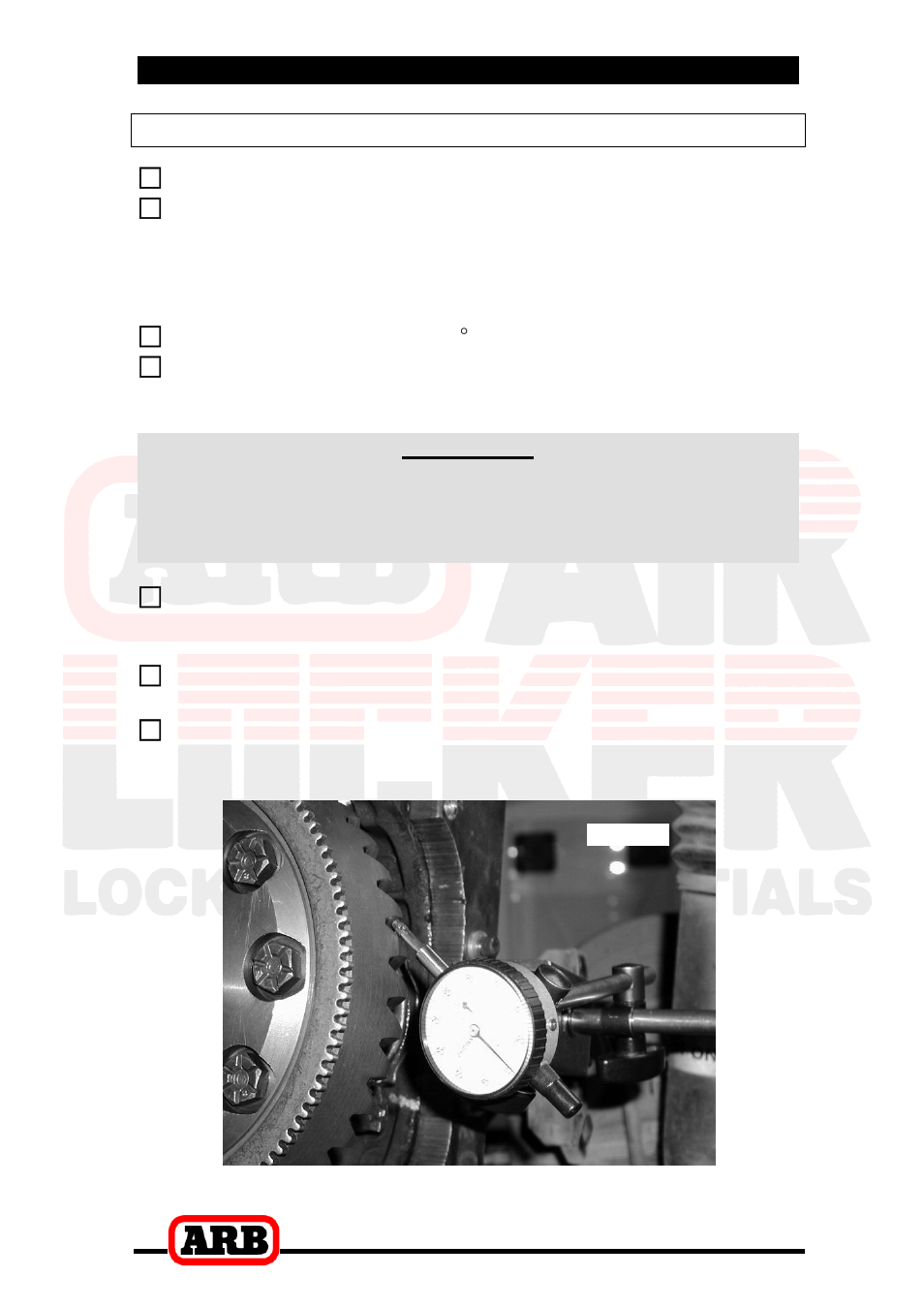 3 installing the air locker, Checking the backlash | ARB RD135 User Manual | Page 16 / 38