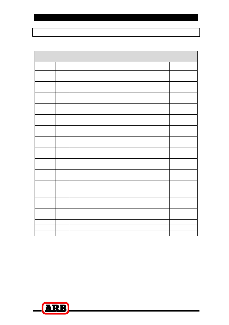Rd149, Air locker model no, 7 parts list | Itemized parts list | ARB RD149 User Manual | Page 36 / 36
