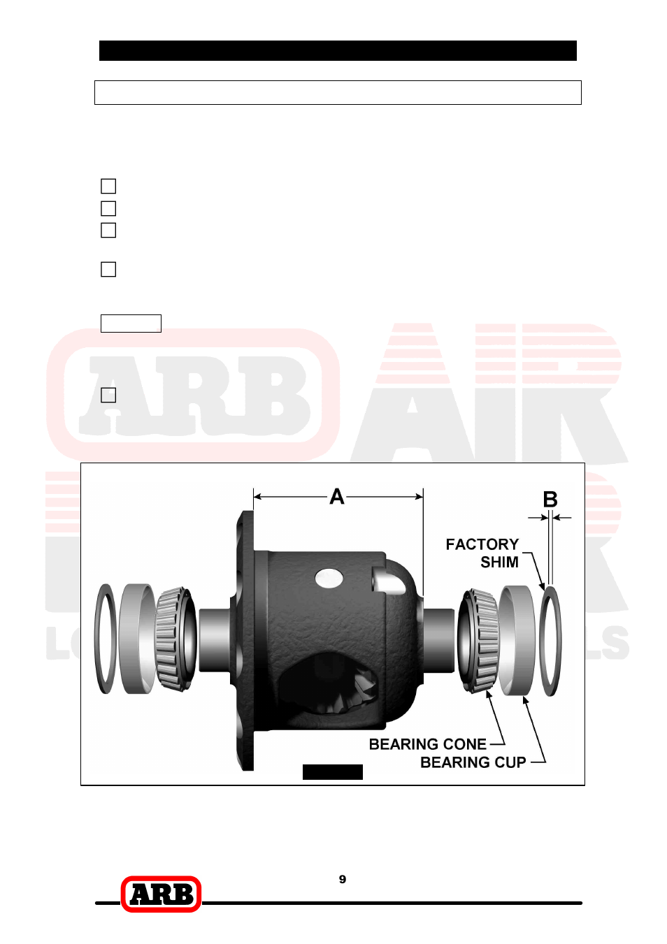 3 bench measurement, Approximate backlash shimming | ARB RD137 User Manual | Page 11 / 38