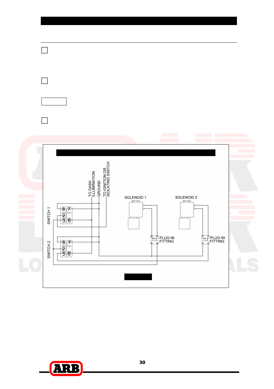 6 mounting & connecting the electrical system, Dual air locker system | ARB RD137 User Manual | Page 32 / 38