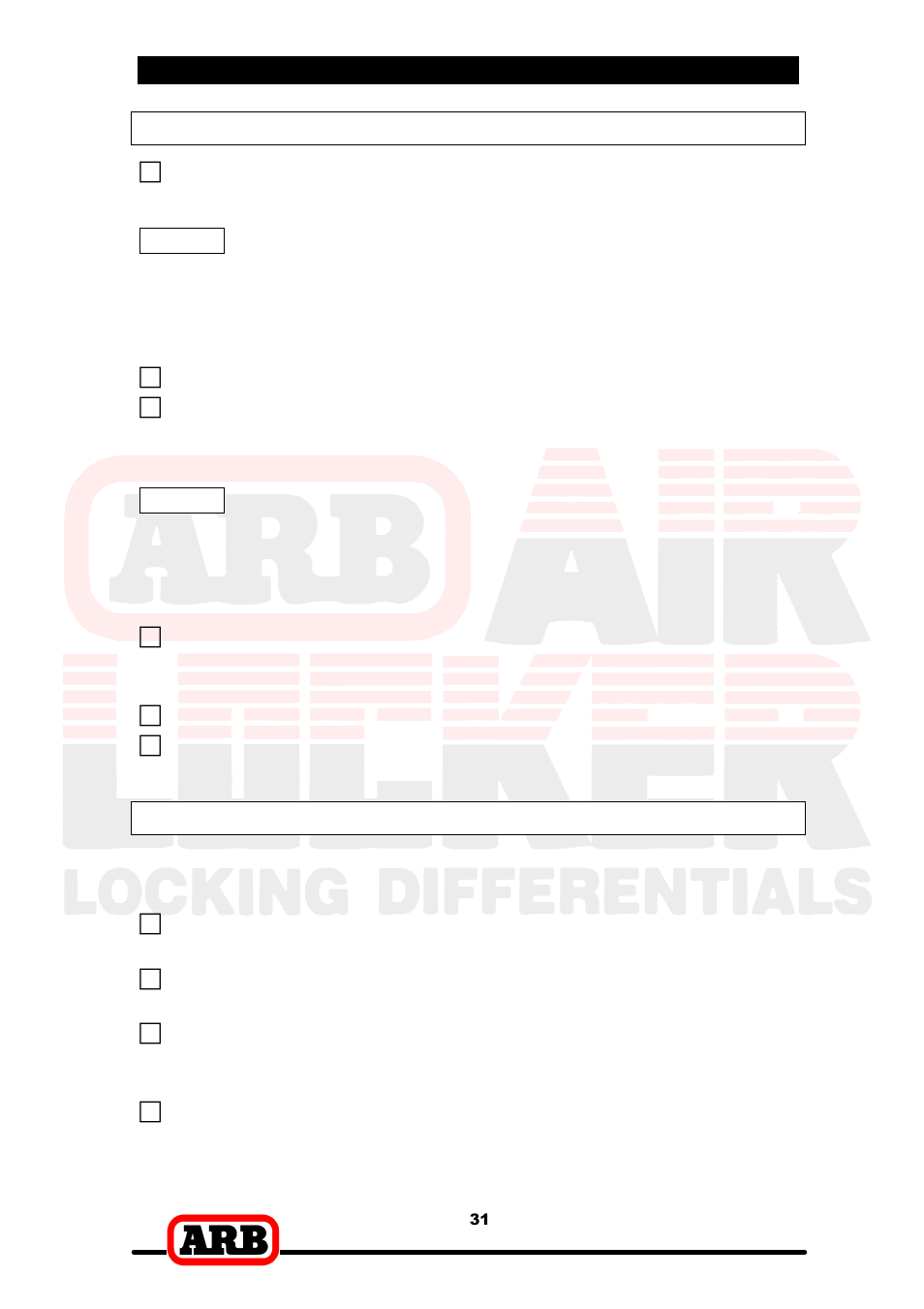 7 testing & final assembly, Leak testing, Testing the air locker actuation | ARB RD137 User Manual | Page 33 / 38