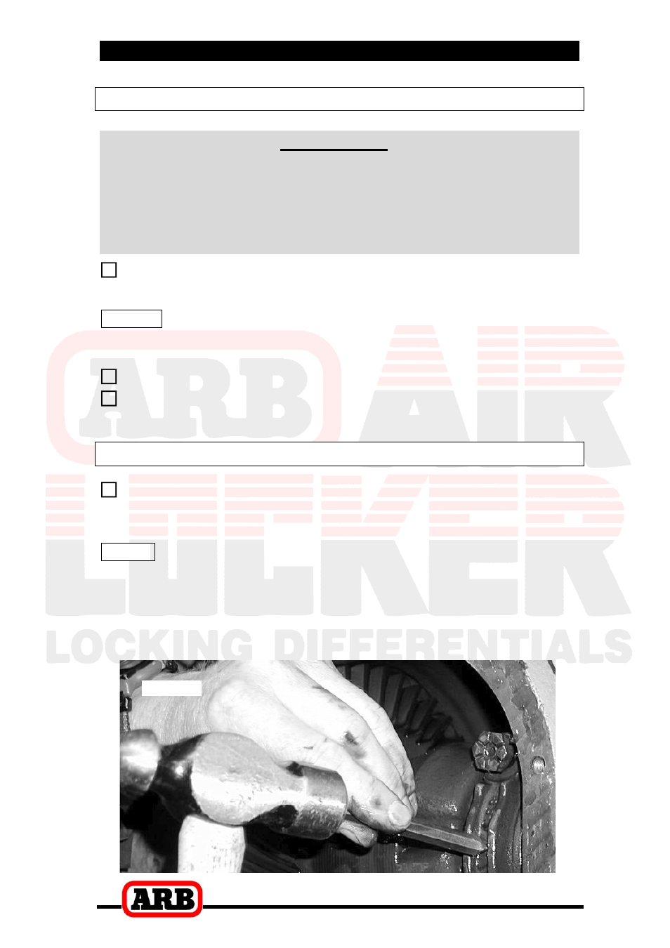 2 removing the existing differential, Removing the axles, Important | Marking the bearing caps | ARB RD145 User Manual | Page 8 / 34