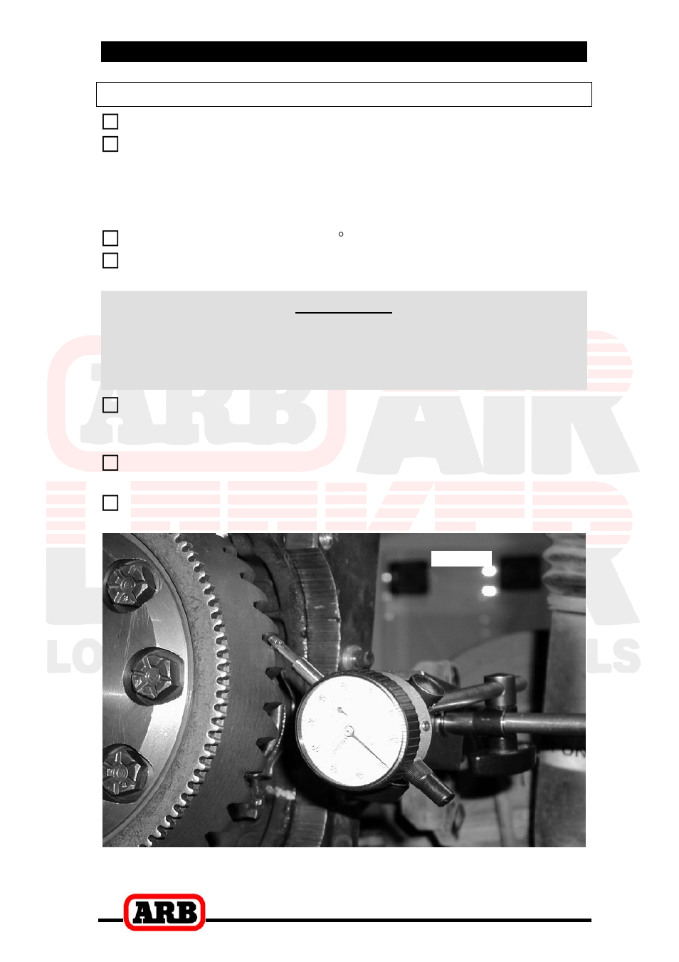 3 installing the air locker, Checking the backlash | ARB RD75 User Manual | Page 15 / 36