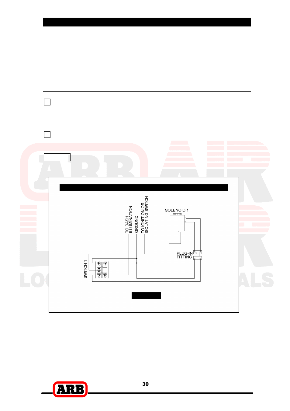 5 mounting & connecting the electrical system, Connection to an alternate air source, Single air locker system | ARB RD87 User Manual | Page 32 / 38