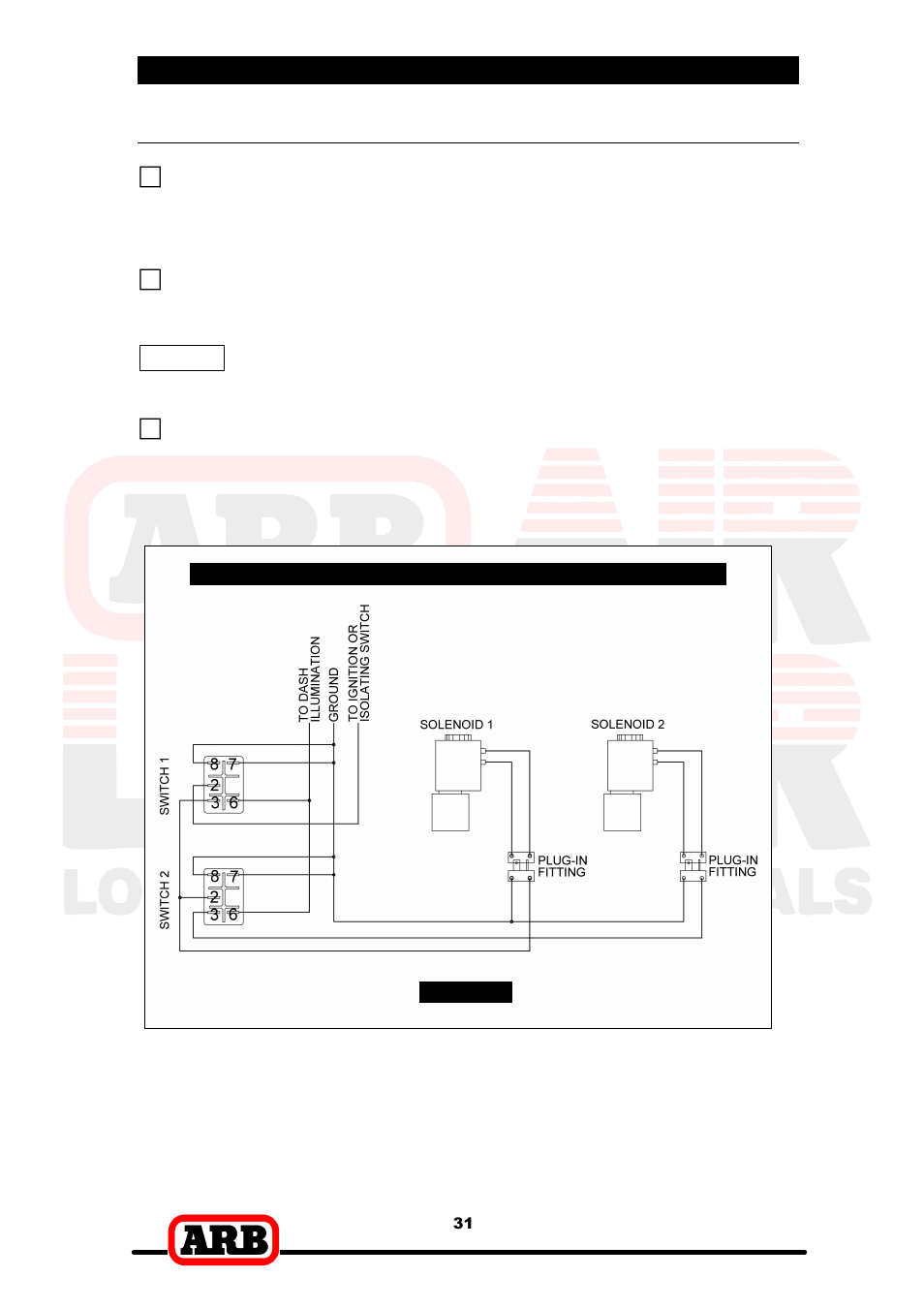 5 mounting & connecting the electrical system, Dual air locker system | ARB RD87 User Manual | Page 33 / 38
