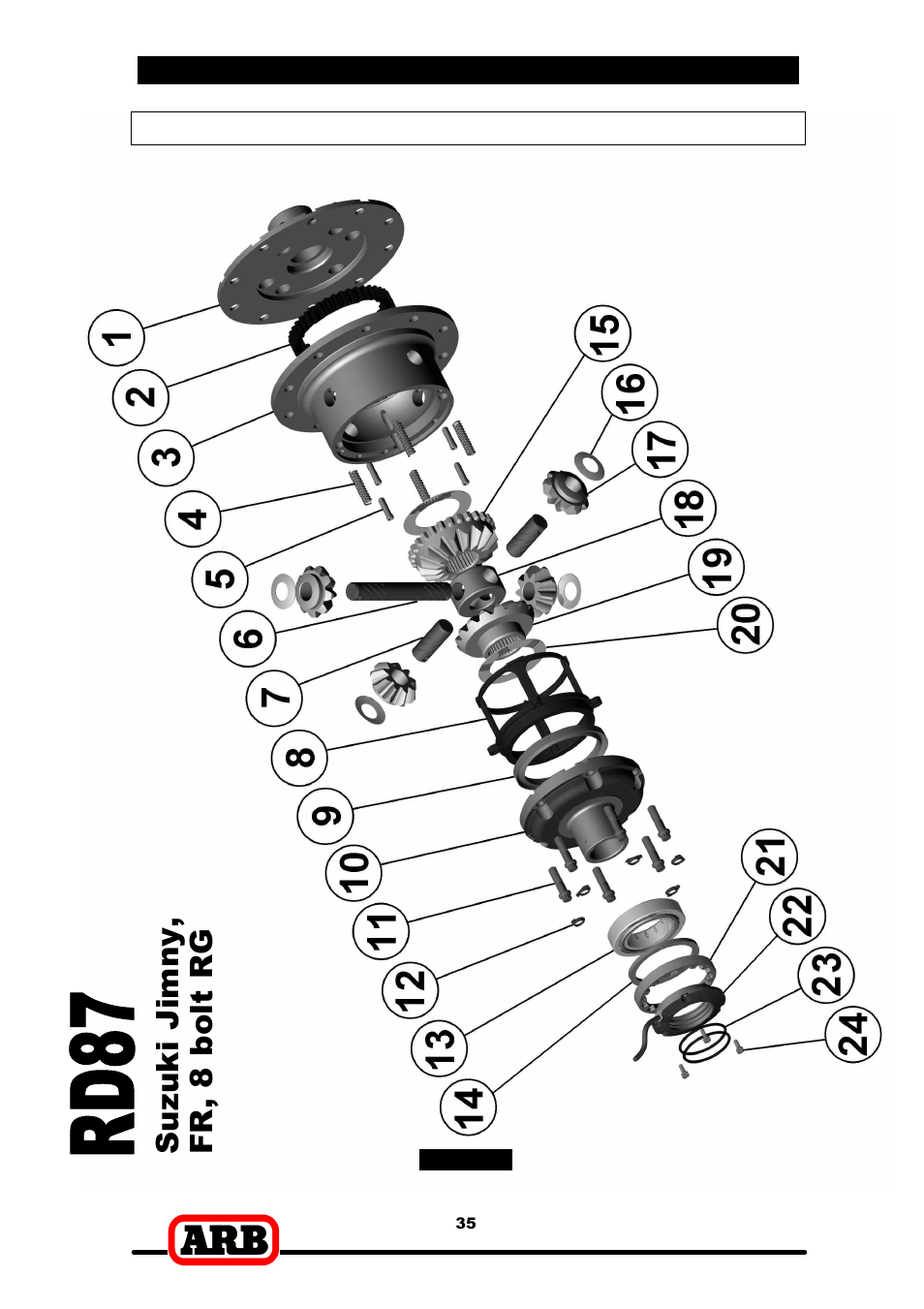 Suzuki jimny, fr, 8 bolt rg | ARB RD87 User Manual | Page 37 / 38