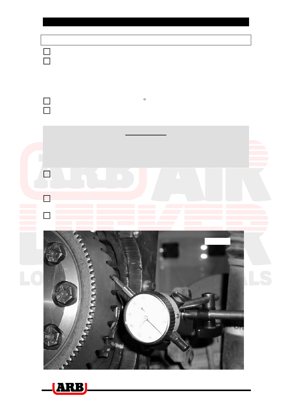 3 installing the air locker, Checking the backlash | ARB RD74 User Manual | Page 15 / 36