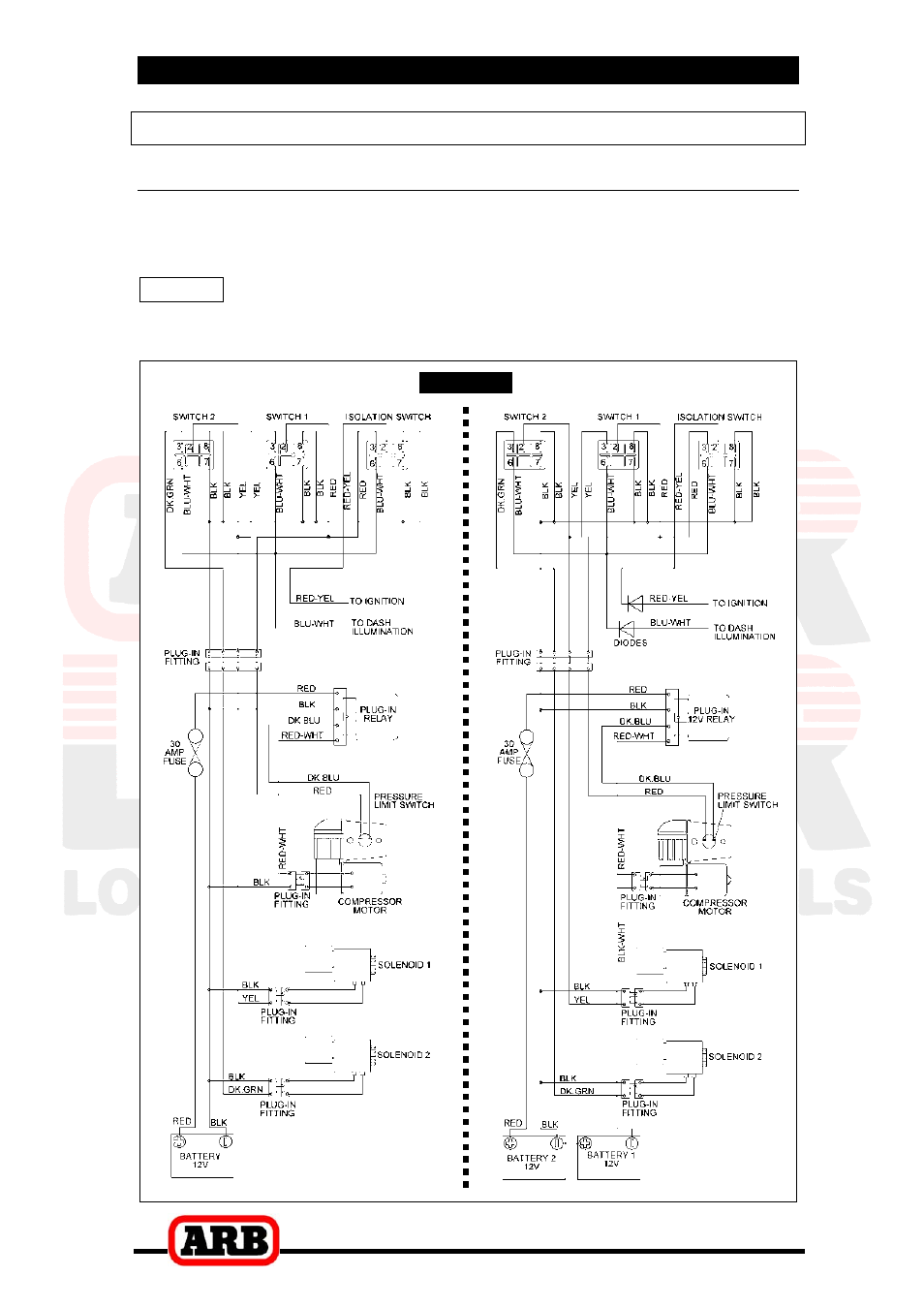5 mounting & connecting the electrical system, Wiring the actuator system, Connection to an arb air compressor | ARB RD74 User Manual | Page 29 / 36