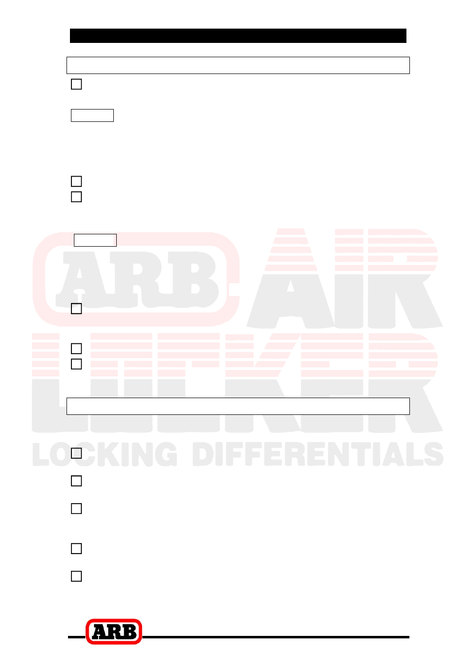 6 testing & final assembly, Leak testing, Testing the air locker actuation | ARB RD74 User Manual | Page 32 / 36