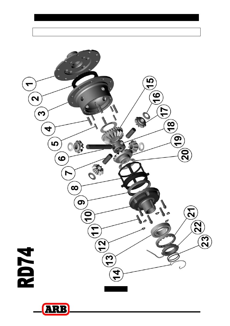 Suzuki, vitara/sidekick, 10 bolt rr, 26 spline, 7 parts list, Exploded assembly diagram | ARB RD74 User Manual | Page 35 / 36