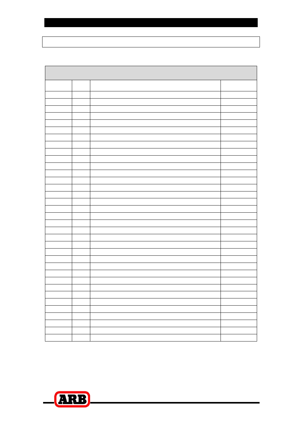 Rd74, Air locker model no, 7 parts list | Itemized parts list | ARB RD74 User Manual | Page 36 / 36