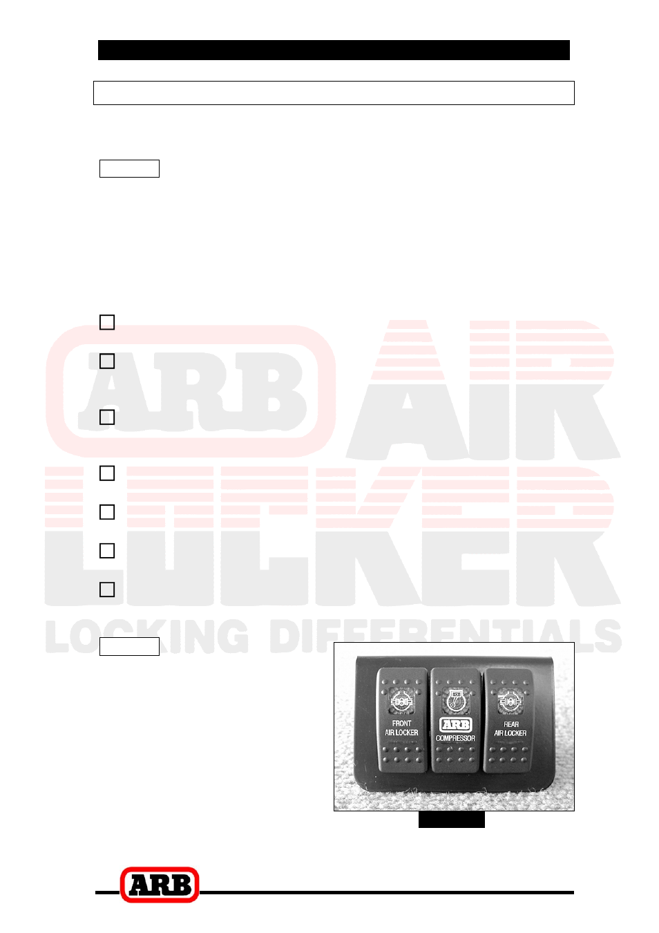 5 mounting & connecting the electrical system, Mounting the actuator switch(es) | ARB RD142 User Manual | Page 29 / 38