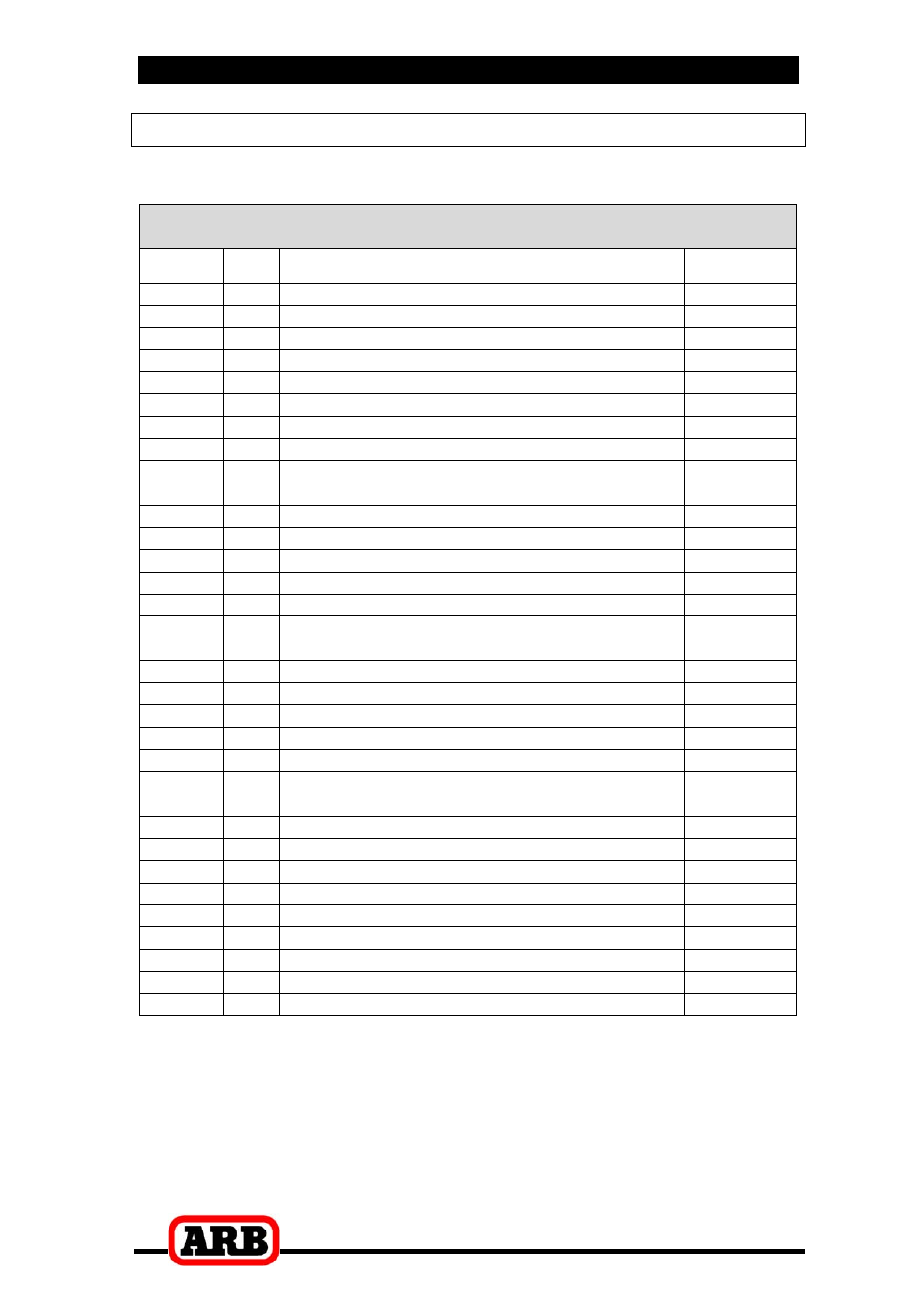 Rd142, Air locker model no, 7 parts list | Itemized parts list | ARB RD142 User Manual | Page 38 / 38