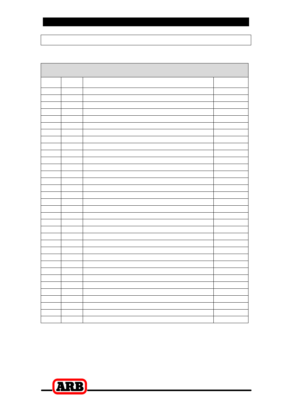 Rd90, Air locker model no, 7 parts list | Itemized parts list | ARB RD90 User Manual | Page 46 / 46
