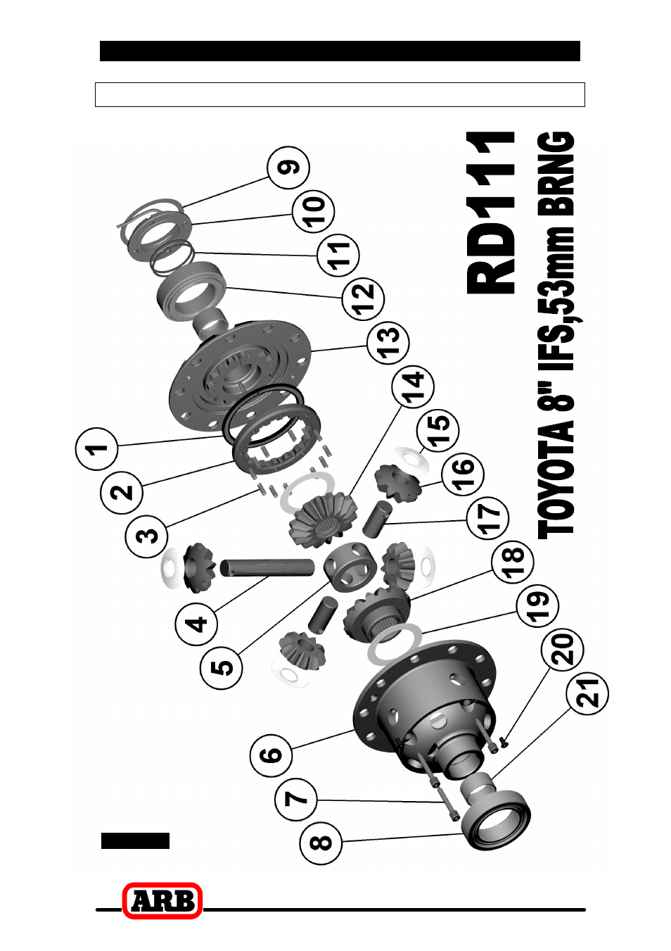 7 parts list, Exploded assembly diagram | ARB RD111 User Manual | Page 39 / 40
