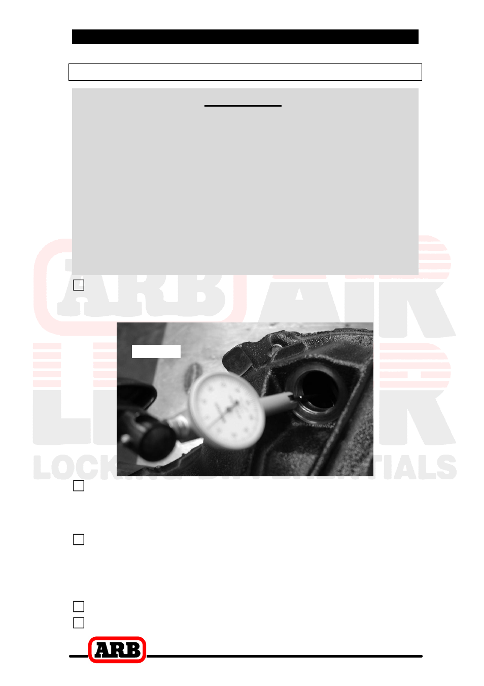 2 removing the existing differential, Checking the current backlash amount, Important | ARB RD111 User Manual | Page 8 / 40