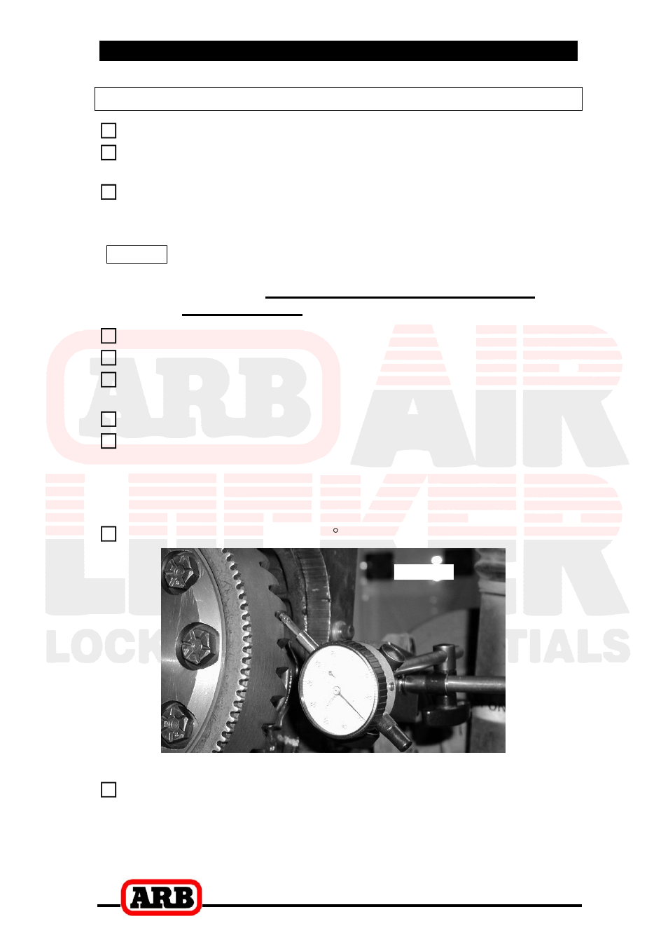 4 installing the air locker, Final backlash checking | ARB RD131 User Manual | Page 18 / 38