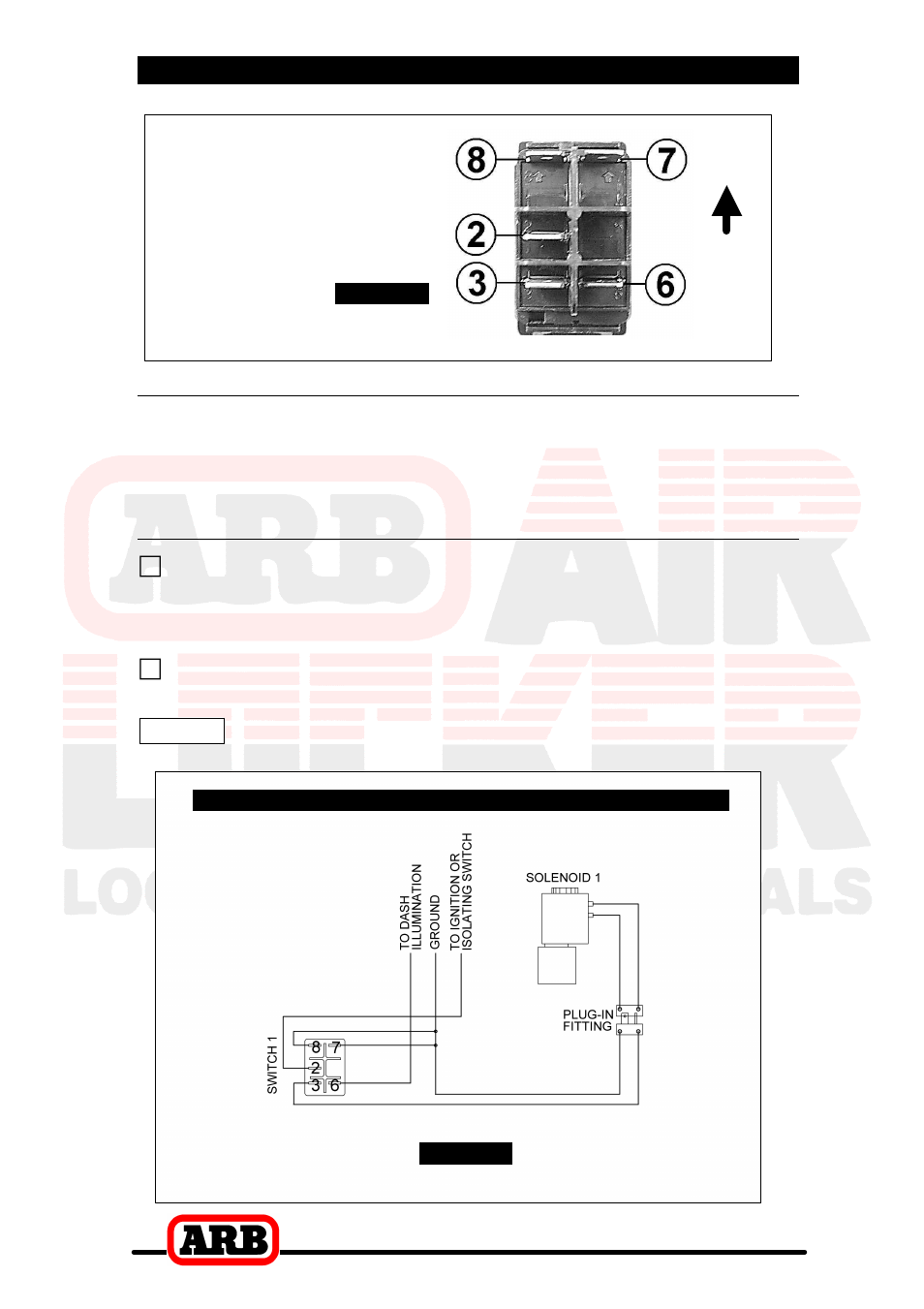 Switch terminal identification, 6 mounting & connecting the electrical system, Connection to an alternate air source | Single air locker system | ARB RD129 User Manual | Page 32 / 38
