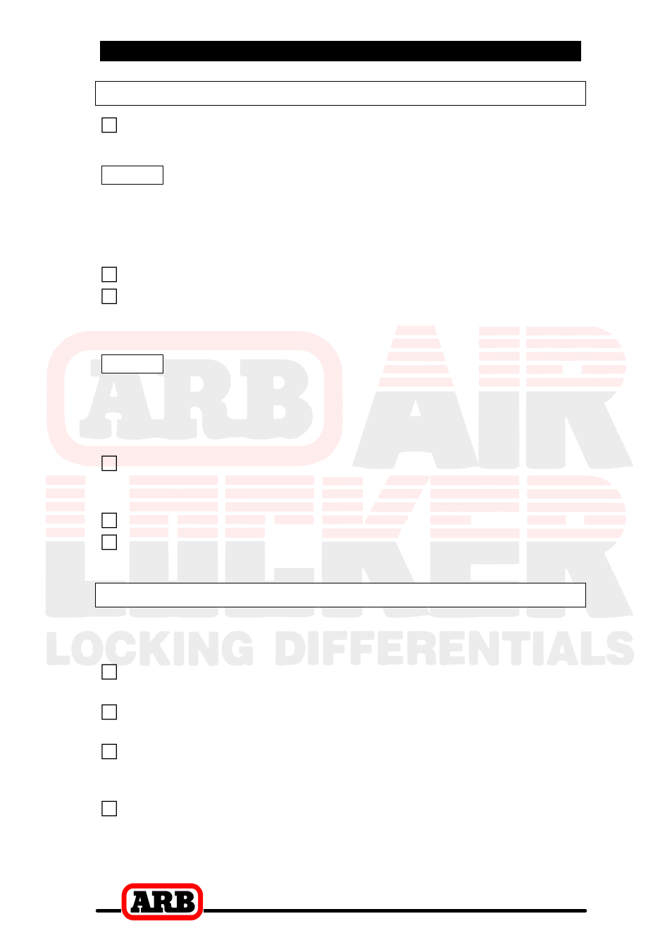 7 testing & final assembly, Leak testing, Testing the air locker actuation | ARB RD129 User Manual | Page 34 / 38
