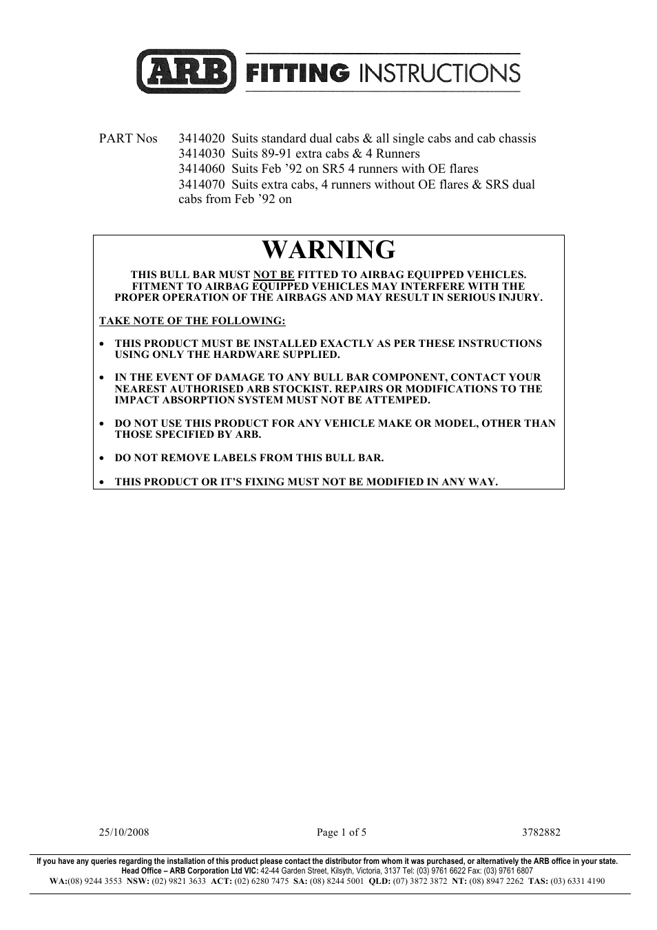 ARB 3782882 User Manual | 5 pages